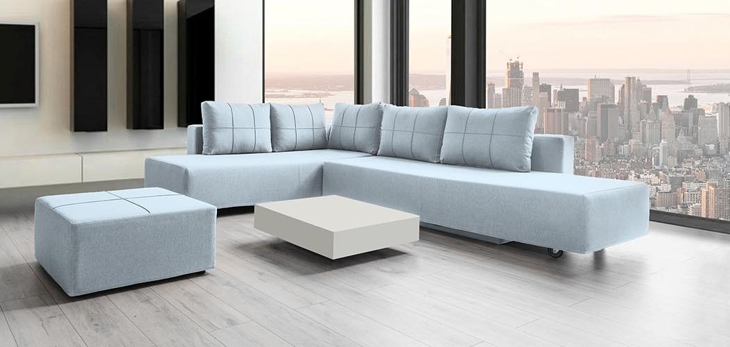 Modulares Sofa Amy mit Schlaffunktion - Stoff Mollia