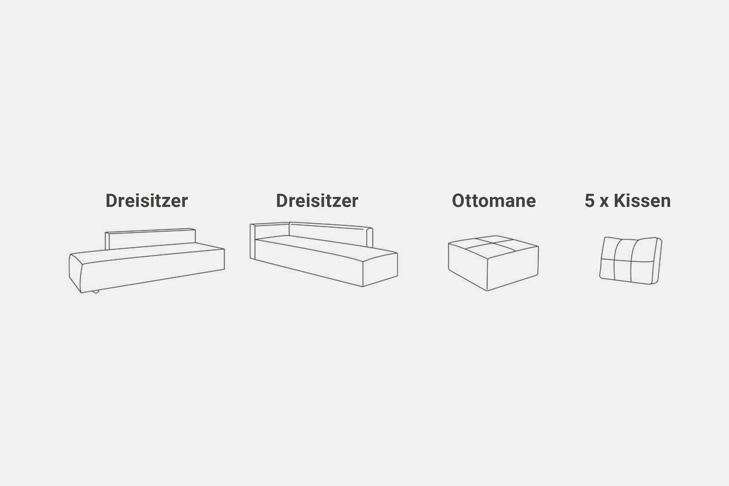 Modulares Sofa Amy mit Schlaffunktion - Stoff Velare