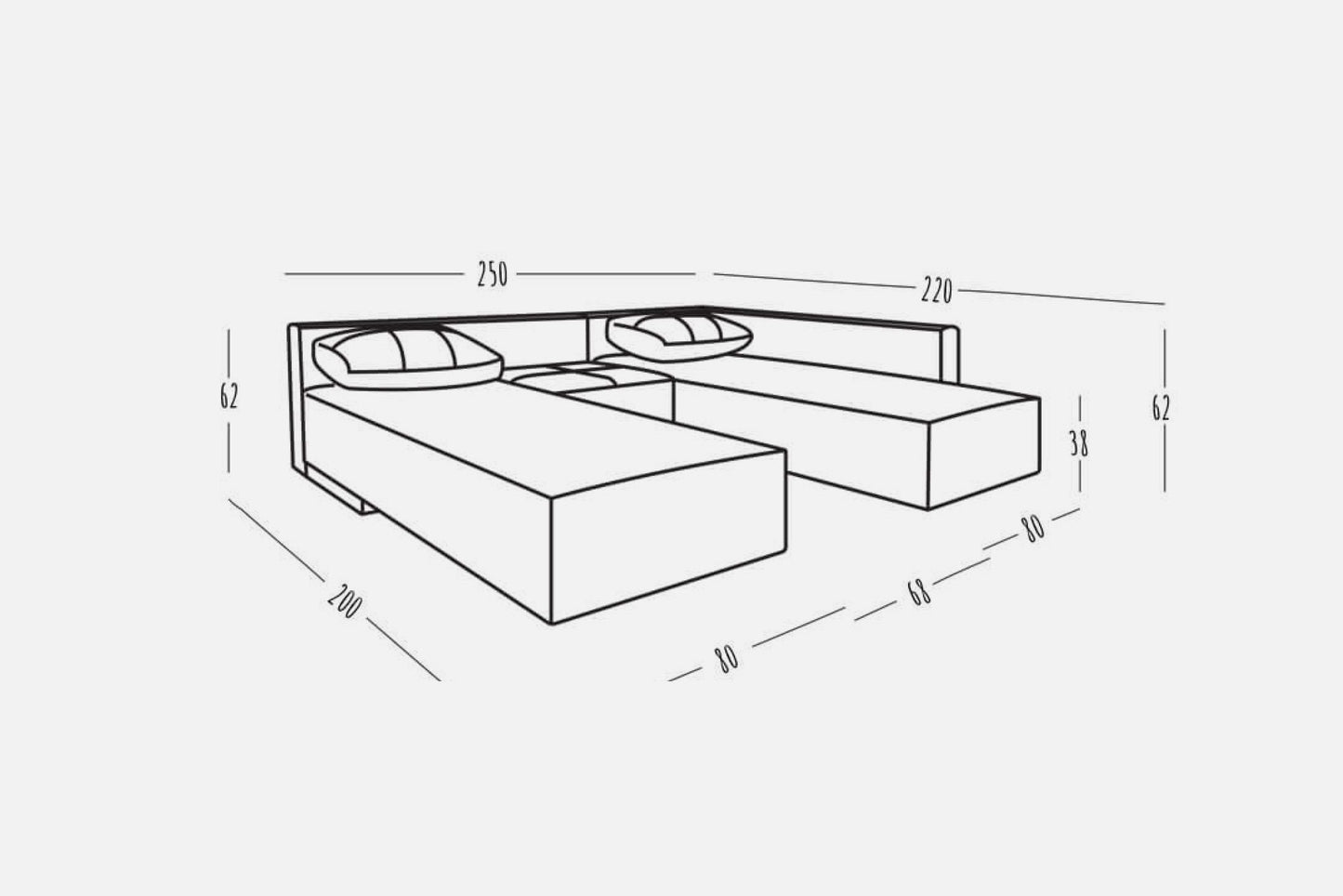 Modulares Sofa Amy mit Schlaffunktion - Stoff Velare