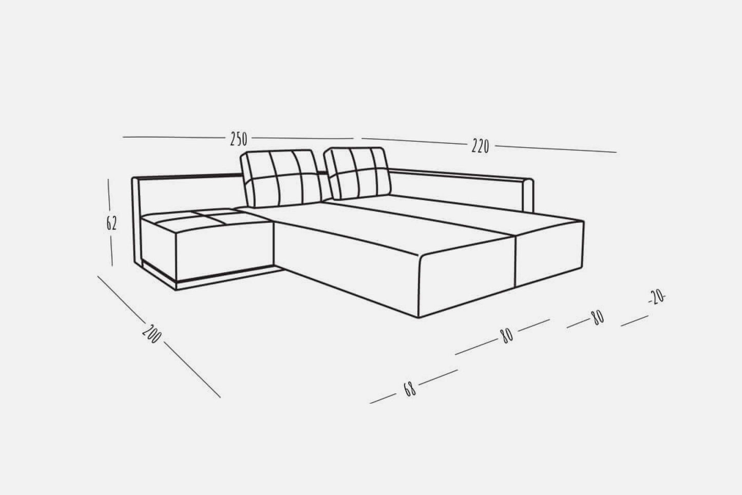 Modulares Sofa Amy mit Schlaffunktion - Stoff Velare