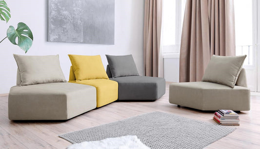 Modulares Sofa Katrina mit Schlaffunktion - Stoff Baumwolle