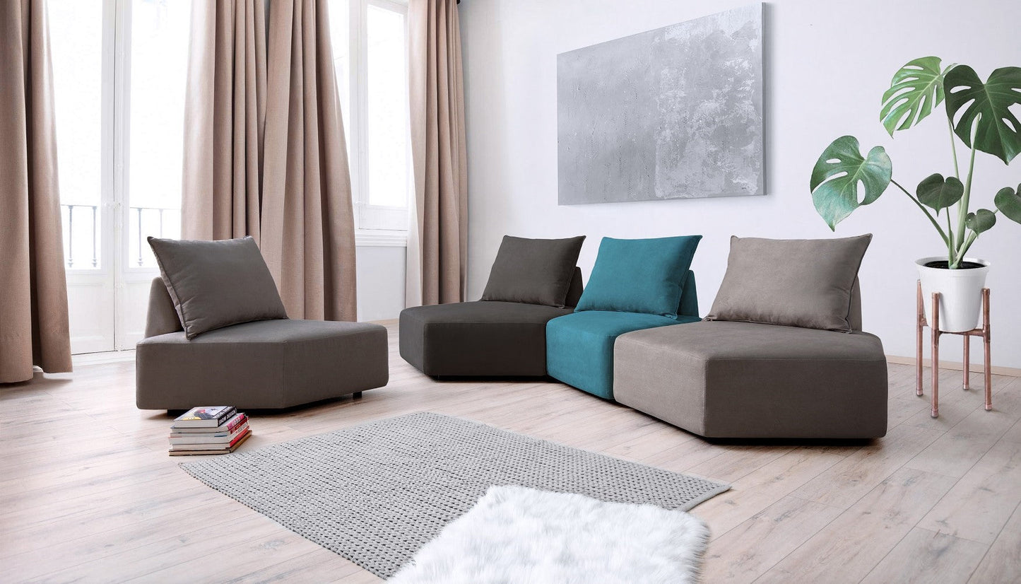 Modulares Sofa Katrina mit Schlaffunktion - Stoff Mollia