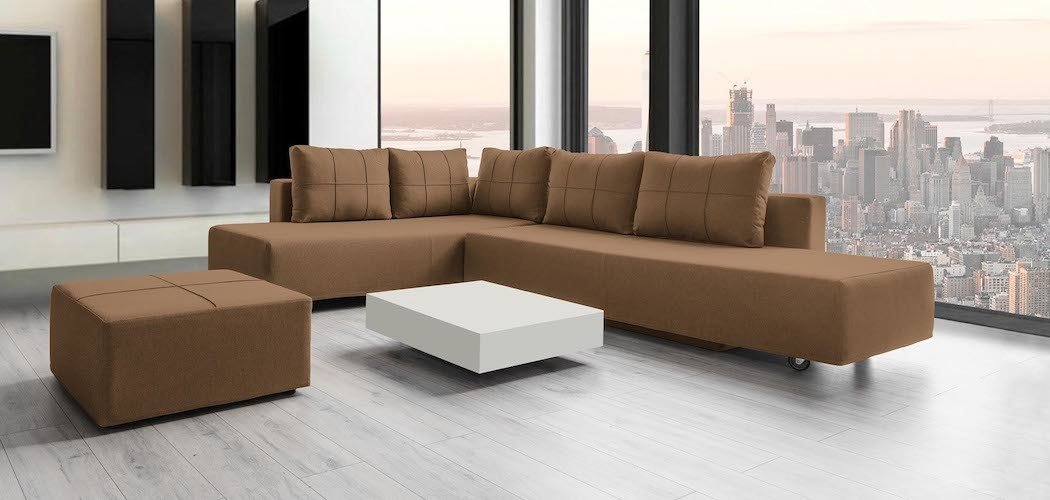 Modulares Sofa Amy mit Schlaffunktion - Stoff Velare