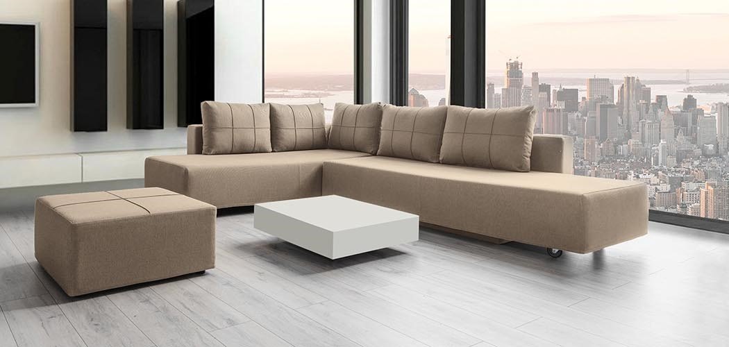 Modulares Sofa Amy mit Schlaffunktion - Stoff Velare