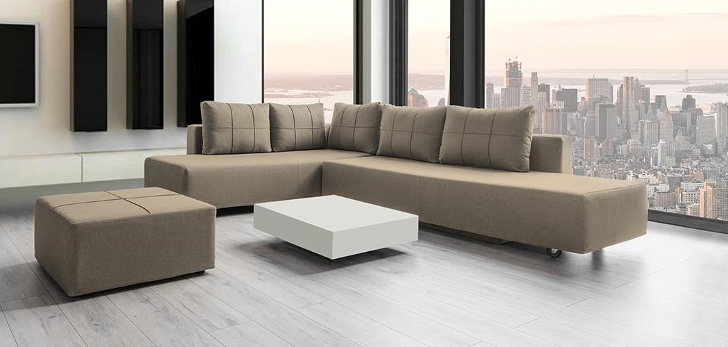 Modulares Sofa Amy mit Schlaffunktion - Stoff Mollia