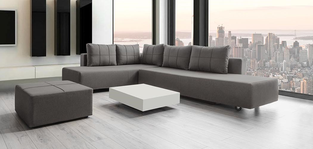 Modulares Sofa Amy mit Schlaffunktion - Stoff Mollia