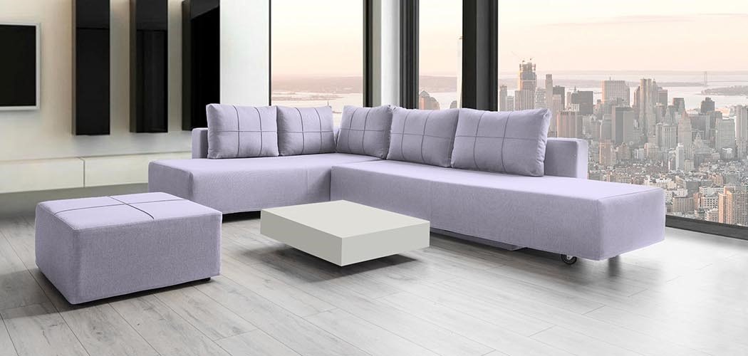 Modulares Sofa Amy mit Schlaffunktion - Stoff Mollia