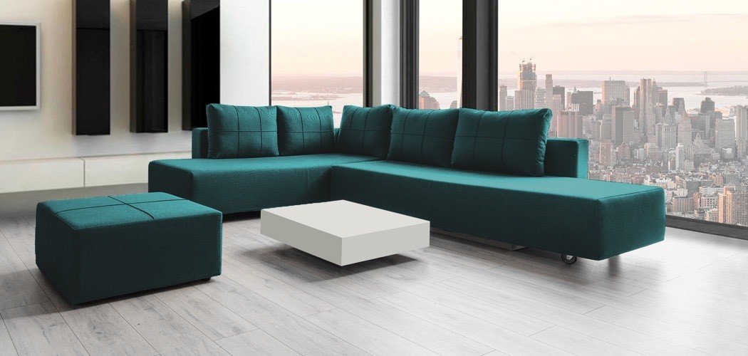 Modulares Sofa Amy mit Schlaffunktion - Stoff Mollia