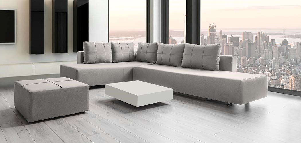 Modulares Sofa Amy mit Schlaffunktion - Stoff Mollia