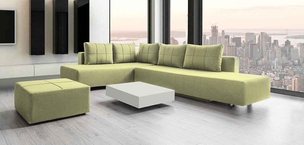 Modulares Sofa Amy mit Schlaffunktion - Stoff Mollia