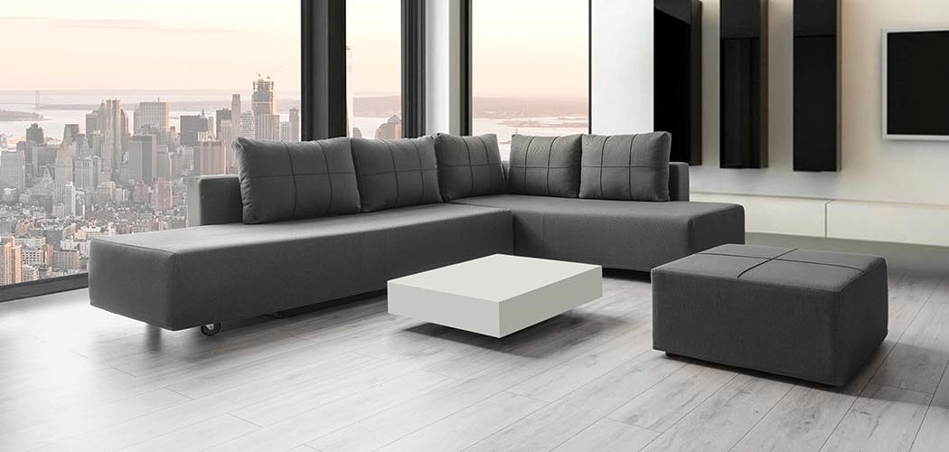 Modulares Sofa Amy mit Schlaffunktion - Stoff Velare