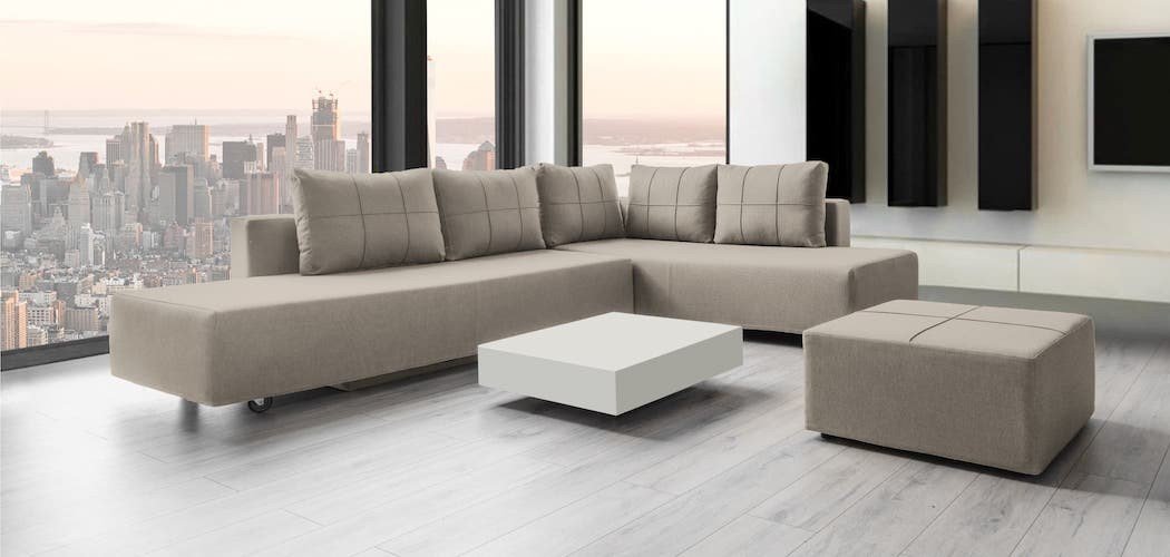 Modulares Sofa Amy mit Schlaffunktion - Stoff Velare