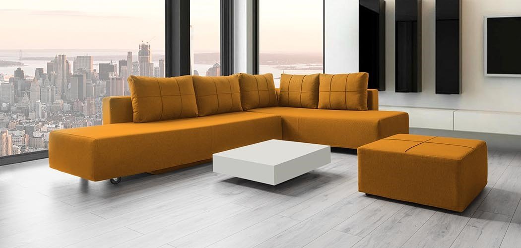 Modulares Sofa Amy mit Schlaffunktion - Stoff Velare