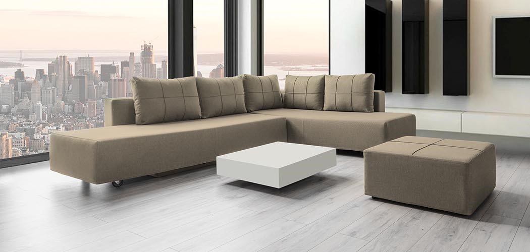 Modulares Sofa Amy mit Schlaffunktion - Stoff Mollia