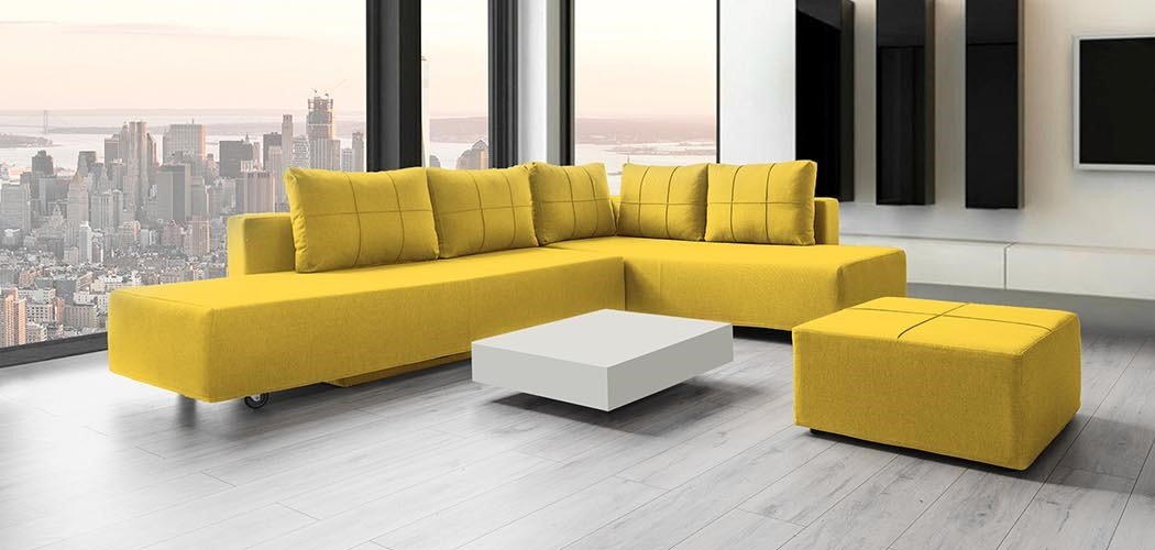 Modulares Sofa Amy mit Schlaffunktion - Stoff Mollia