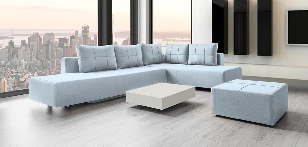 Modulares Sofa Amy mit Schlaffunktion - Stoff Mollia