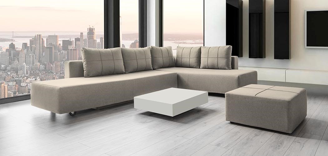 Modulares Sofa Amy mit Schlaffunktion - Stoff Mollia