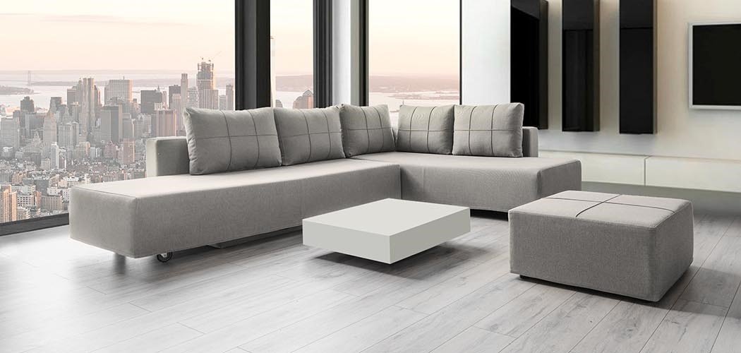 Modulares Sofa Amy mit Schlaffunktion - Stoff Mollia