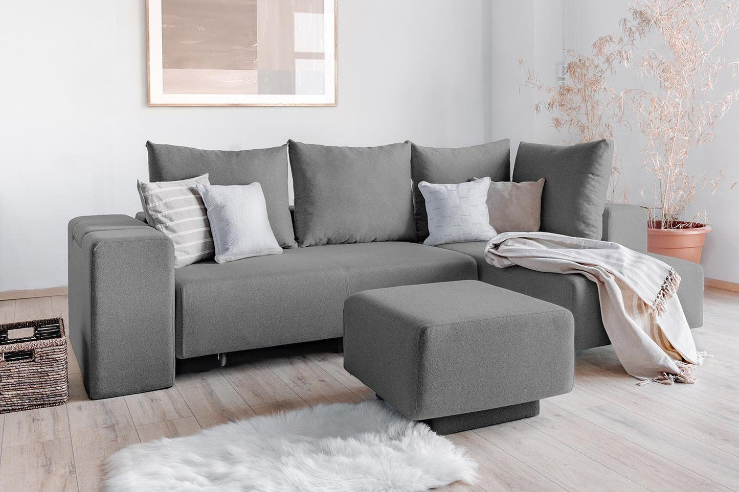 Modulares Sofa Amelie mit Schlaffunktion - Stoff Baumwolle - Livom