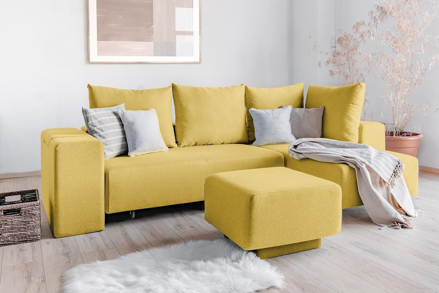 Modulares Sofa Amelie mit Schlaffunktion - Stoff Baumwolle - Livom