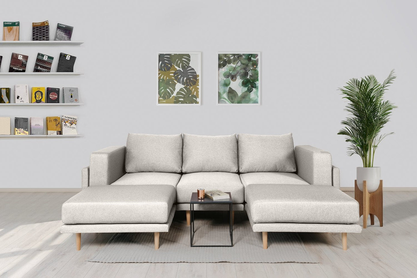 Modulares Sofa Donna U mit Schlaffunktion - Stoff Mollia - Livom