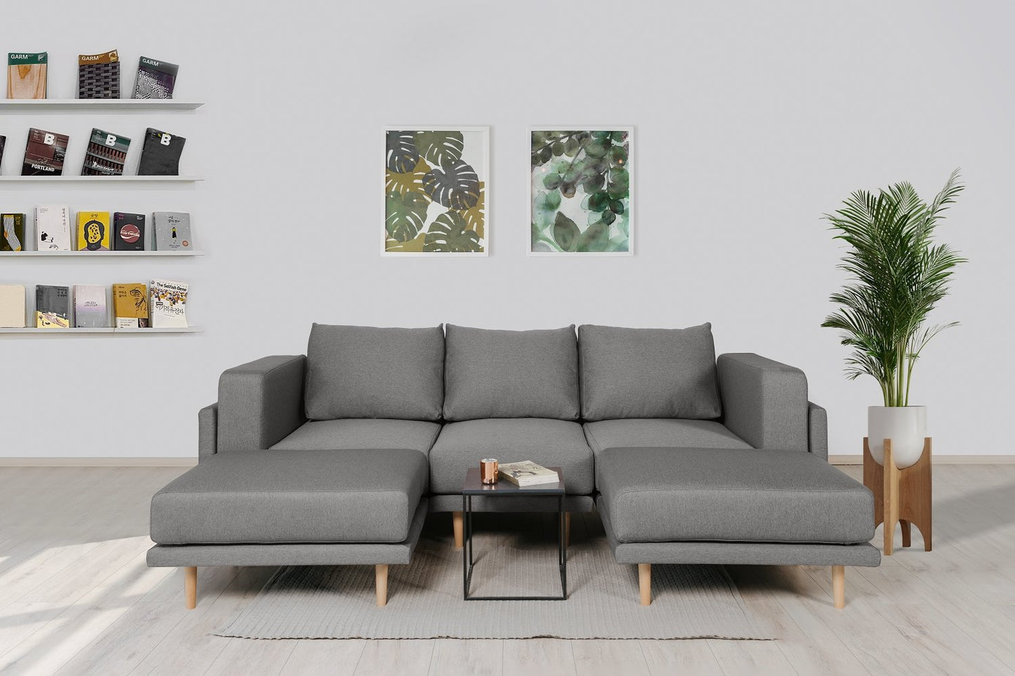 Modulares Sofa Donna U mit Schlaffunktion - Stoff Mollia - Livom