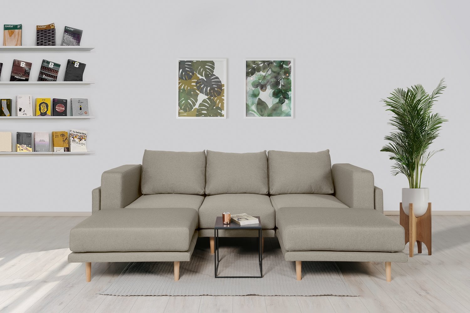 Modulares Sofa Donna U mit Schlaffunktion - Stoff Velare - Livom