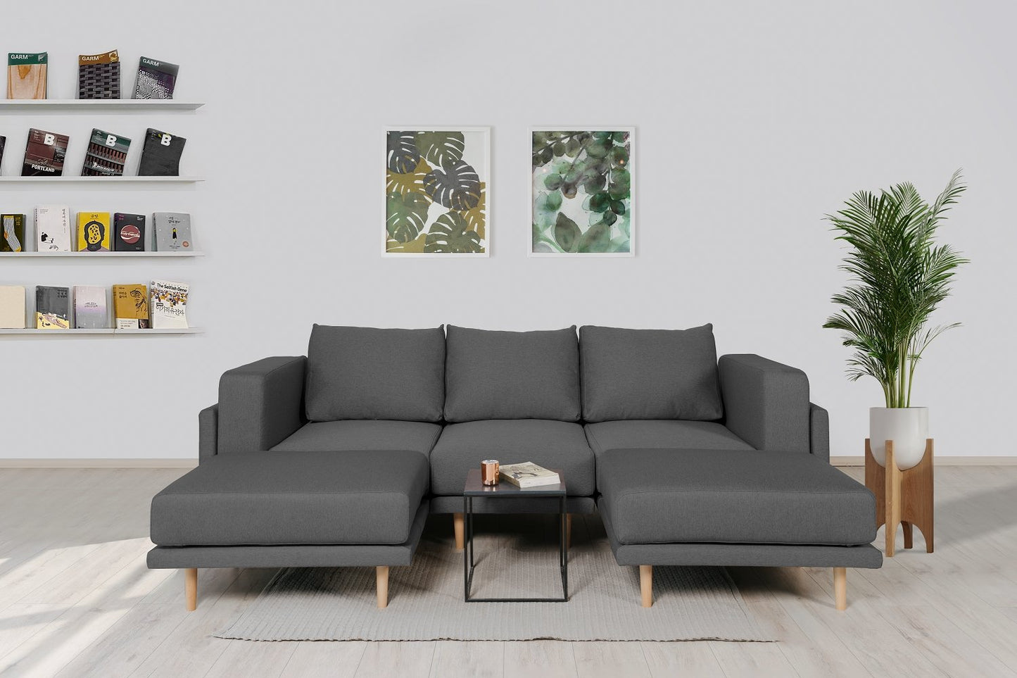 Modulares Sofa Donna U mit Schlaffunktion - Stoff Velare - Livom