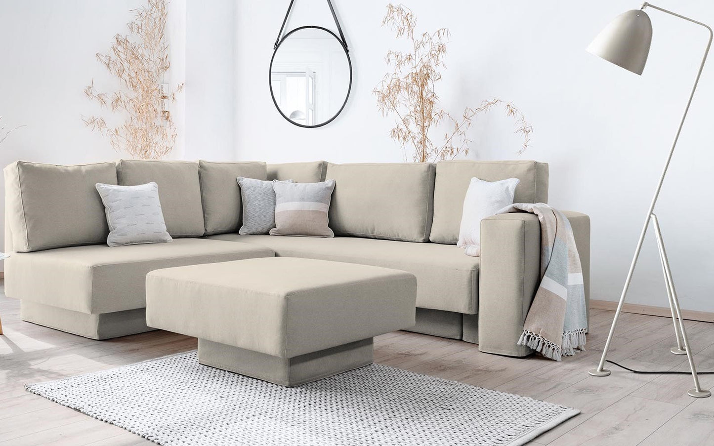 Modulares Sofa Jessica mit Schlaffunktion - Stoff Mollia - Livom