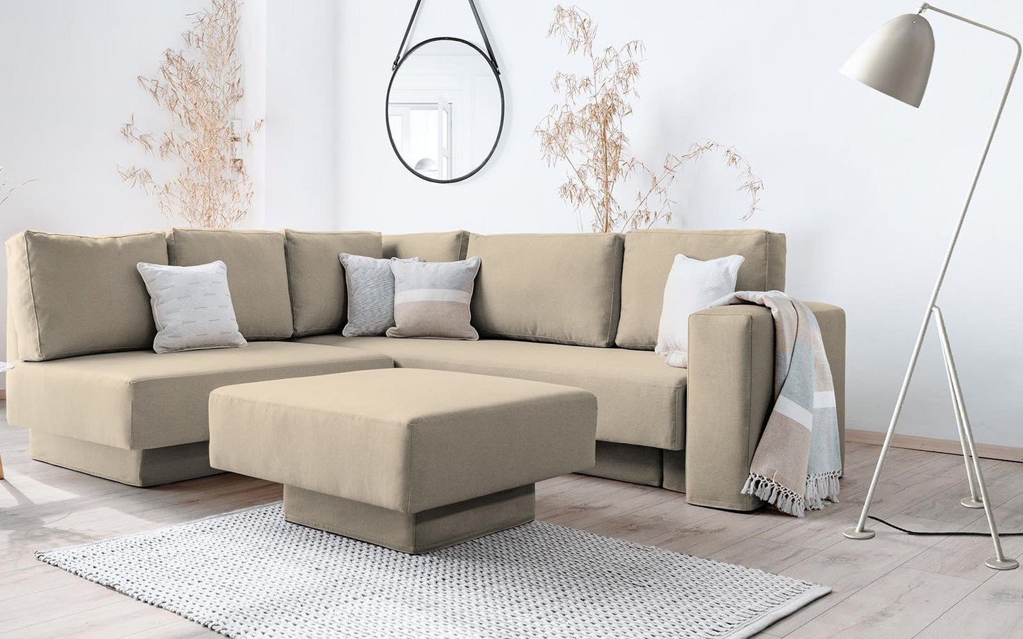 Modulares Sofa Jessica mit Schlaffunktion - Stoff Mollia - Livom