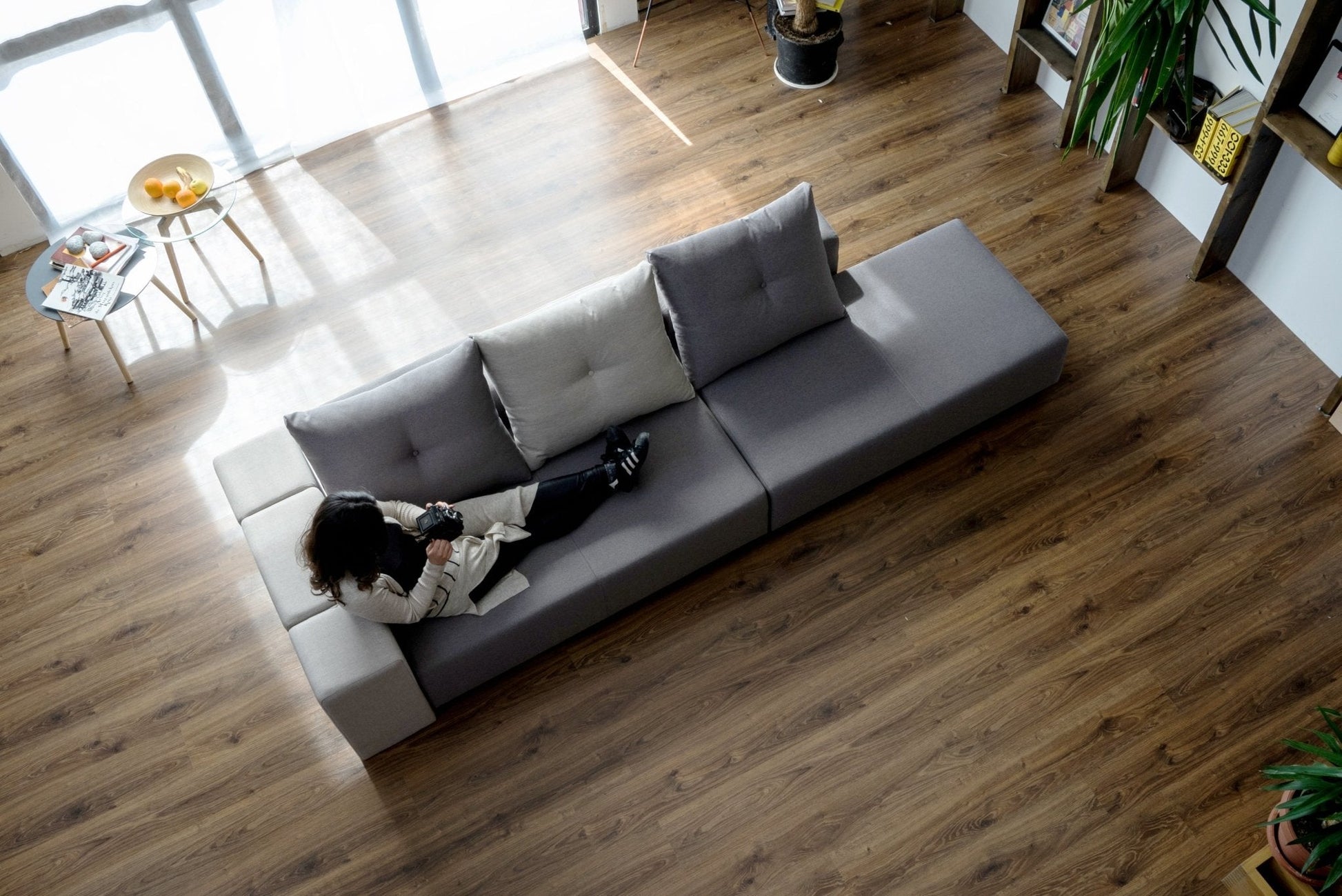 Modulares Sofa Marie mit Schlaffunktion - Stoff Baumwolle - Livom