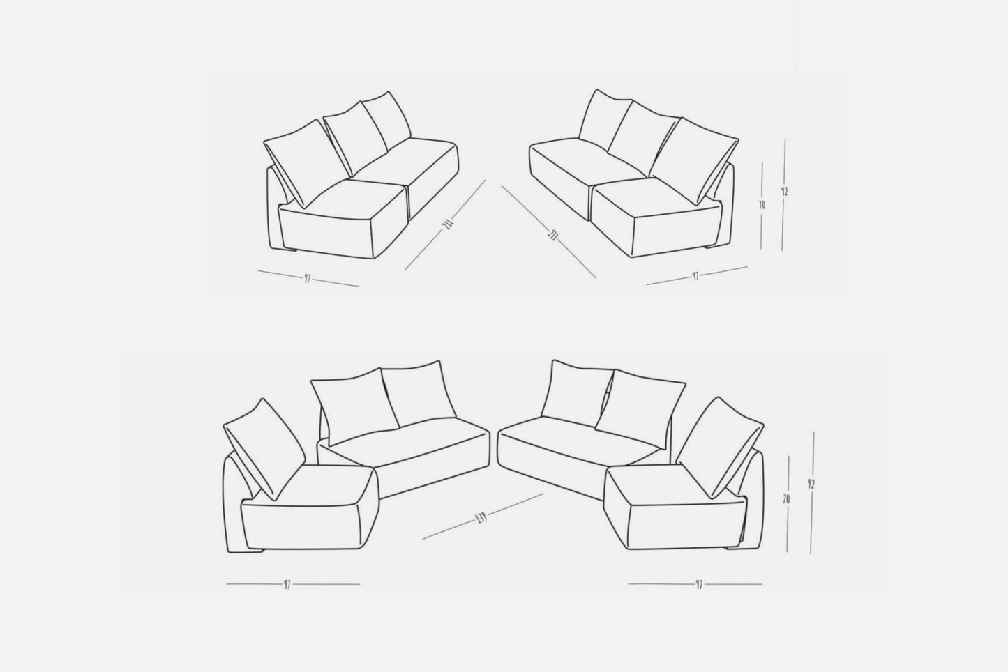 Modulares Sofa May mit Schlaffunktion - Livom