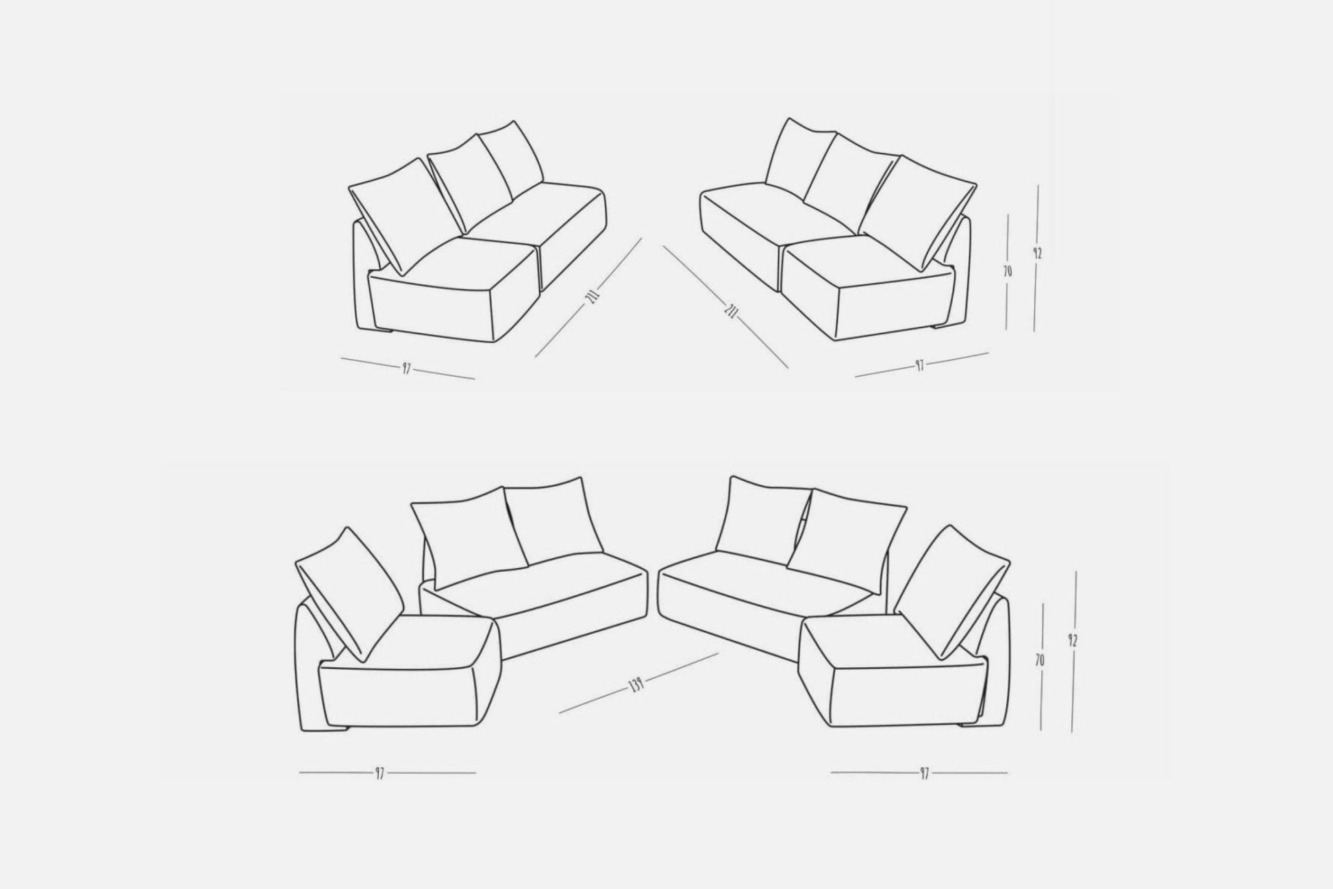 Modulares Sofa May mit Schlaffunktion - Livom