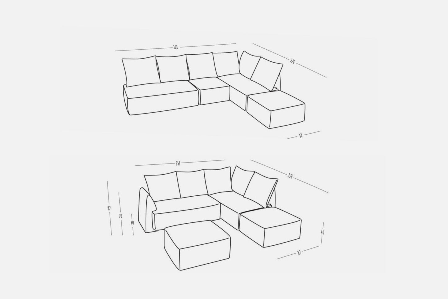 Modulares Sofa May mit Schlaffunktion - Stoff Baumwolle - Livom