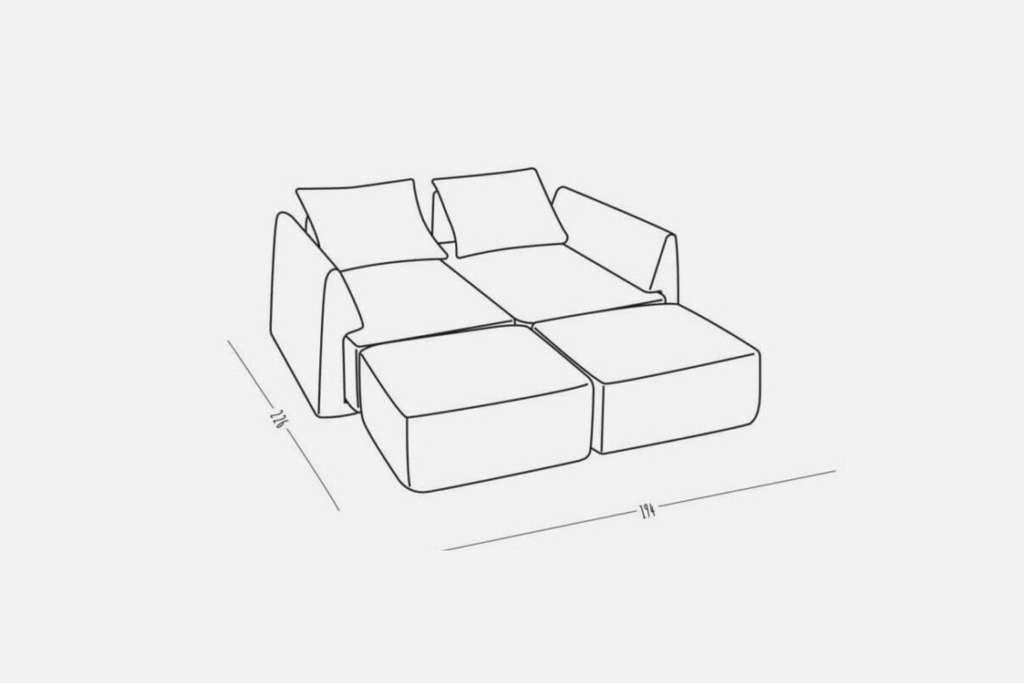 Modulares Sofa May mit Schlaffunktion - Stoff Baumwolle - Livom