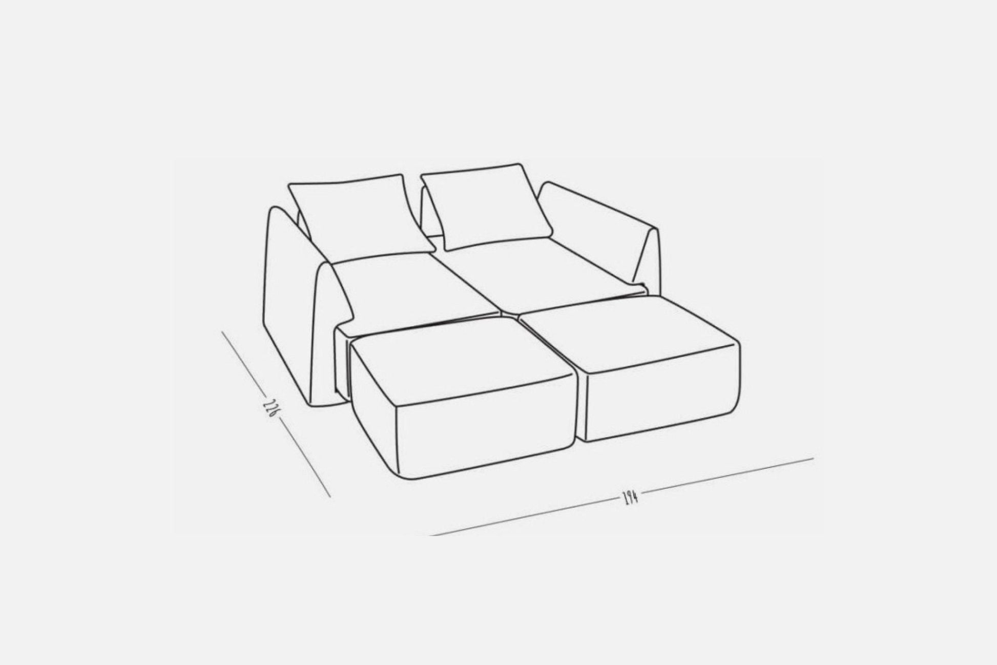 Modulares Sofa May mit Schlaffunktion - Stoff Baumwolle - Livom