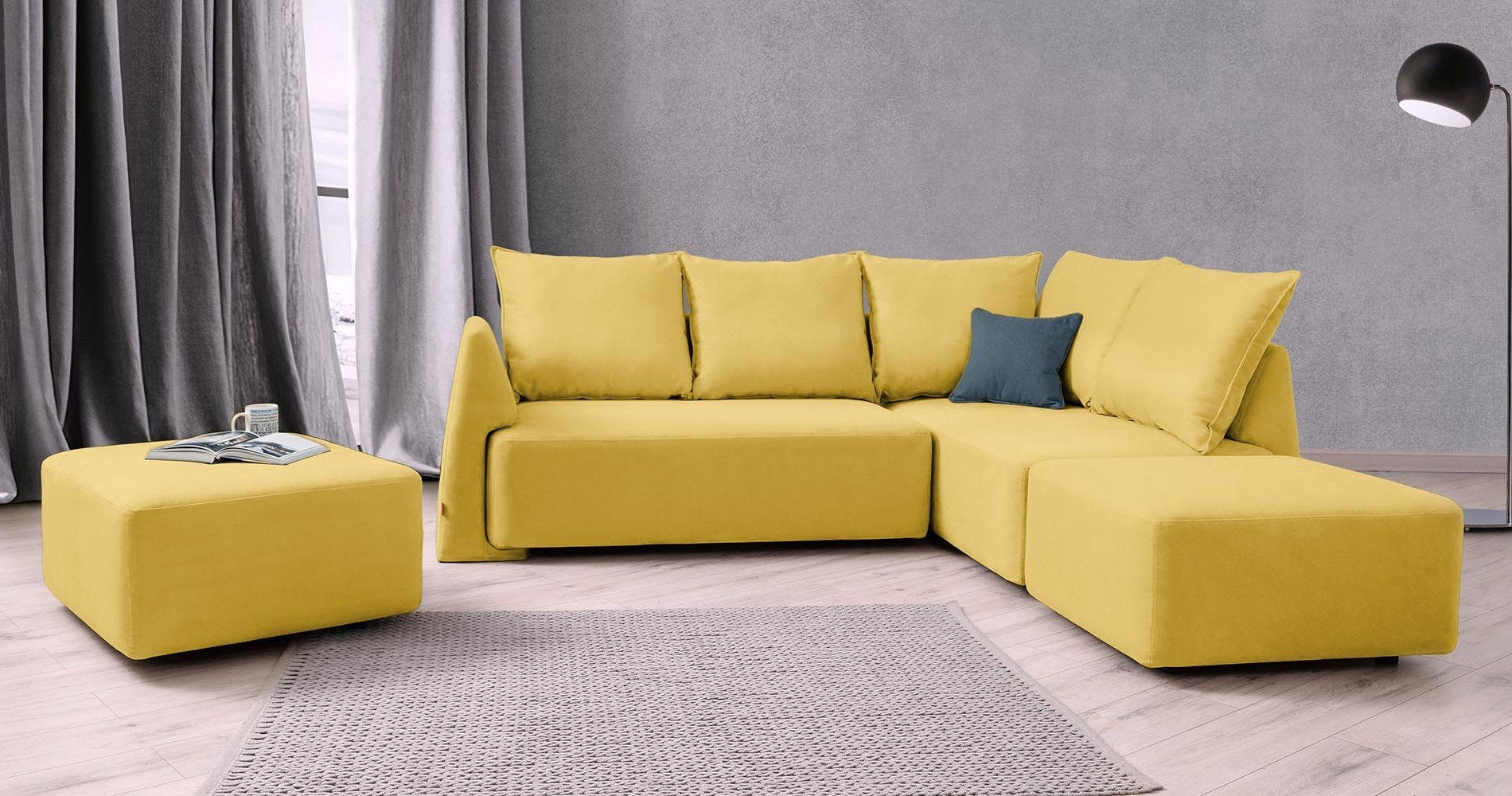 Modulares Sofa May mit Schlaffunktion - Stoff Baumwolle - Livom