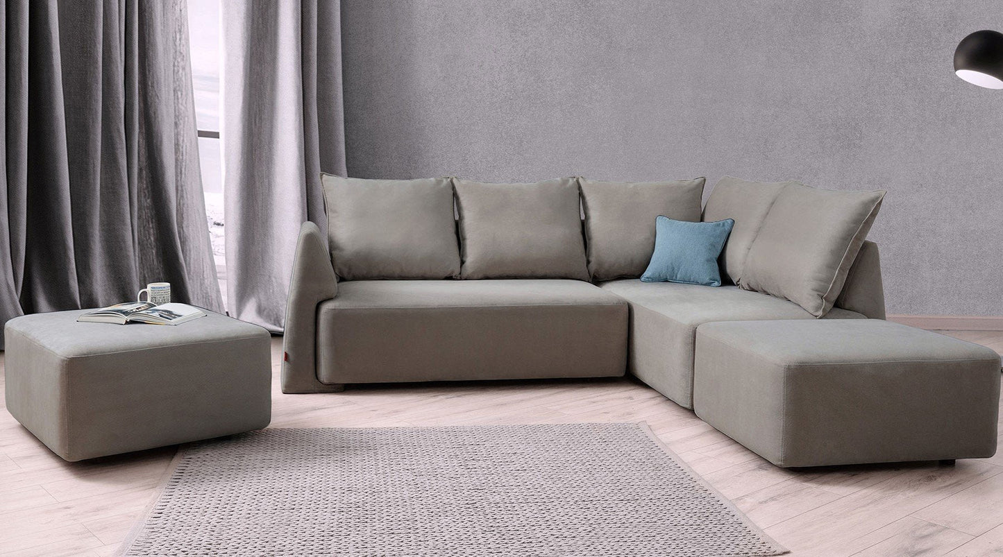 Modulares Sofa May mit Schlaffunktion - Stoff Mollia - Livom