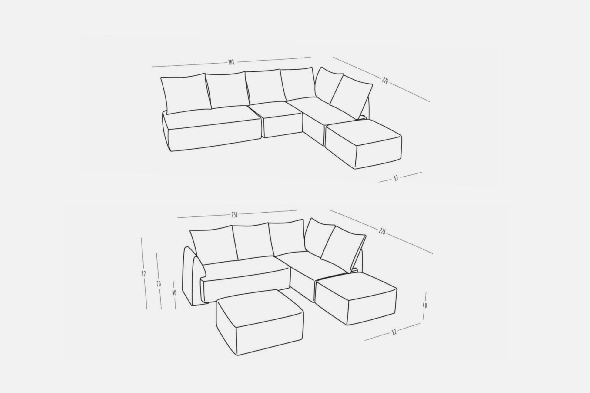 Modulares Sofa May mit Schlaffunktion - Stoff Mollia - Livom