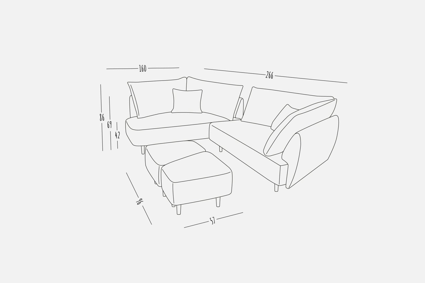 Modulares Sofa Mike mit Schlaffunktion - Livom