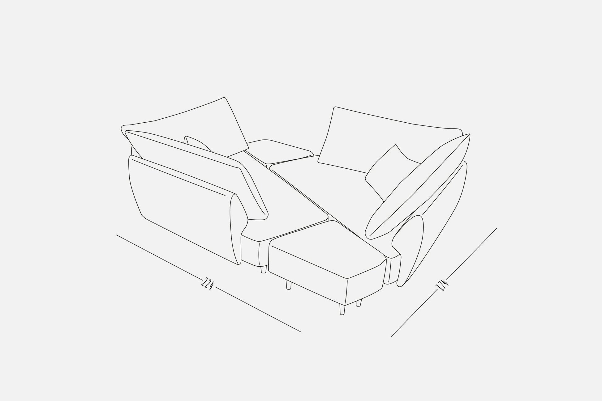 Modulares Sofa Mike mit Schlaffunktion - Stoff Mollia - Livom