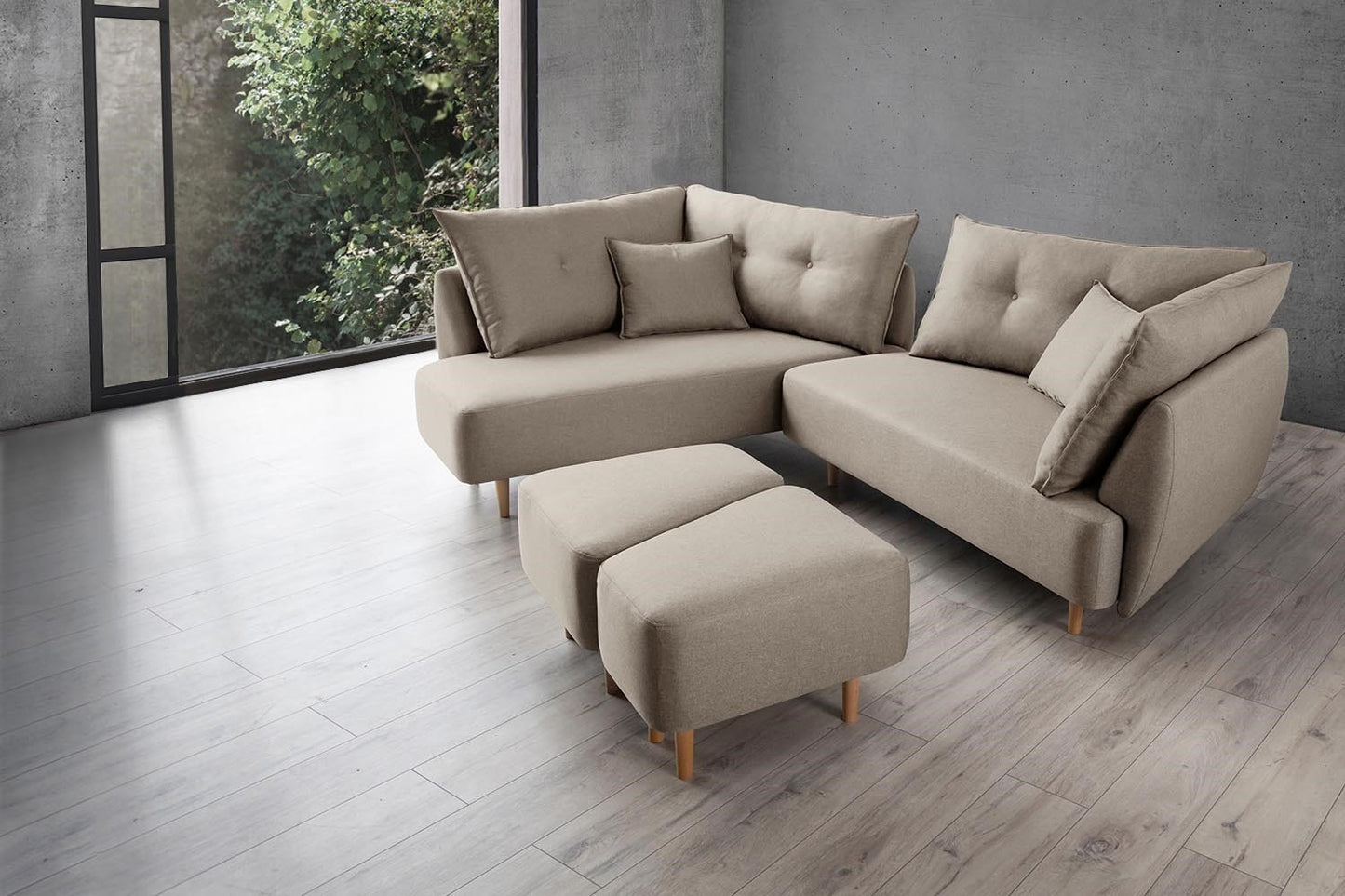 Modulares Sofa Mike mit Schlaffunktion - Stoff Mollia - Livom