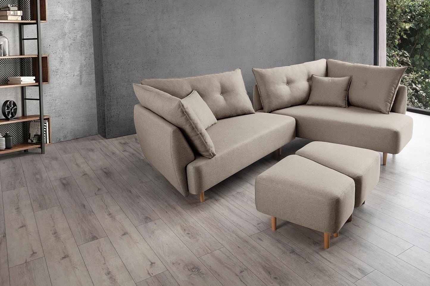 Modulares Sofa Mike mit Schlaffunktion - Stoff Mollia - Livom